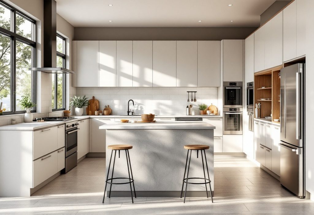 Cuisine lumineuse après rénovation